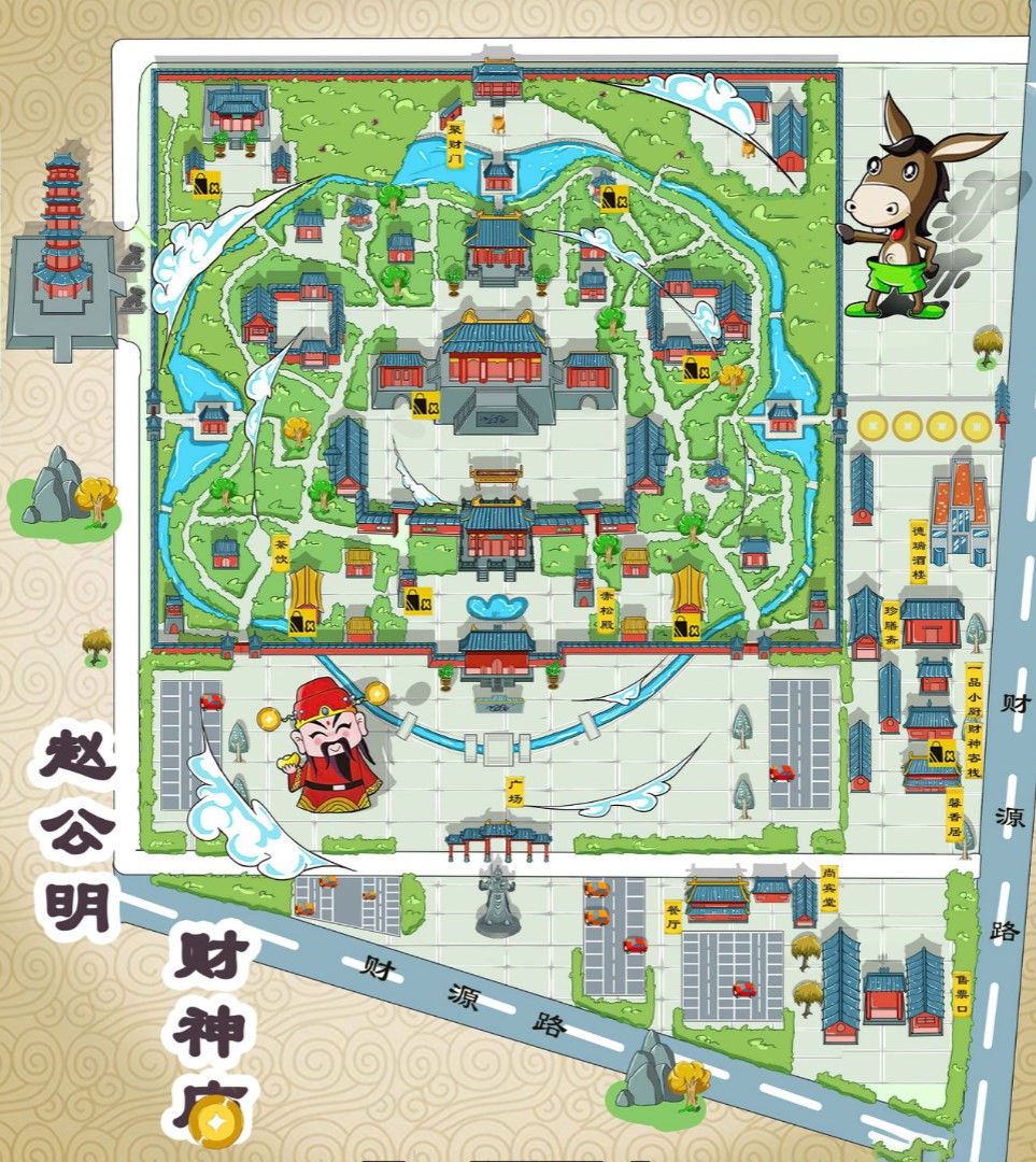 马湾镇寺庙类手绘地图